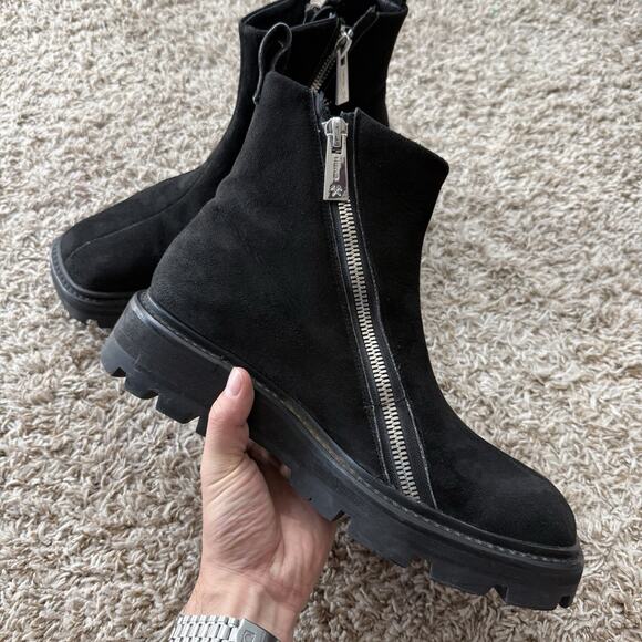 GmbH Selim Biker Boots Black Suede Double Zip Square Toe Men’s Size 43 / 9.5 main image 8